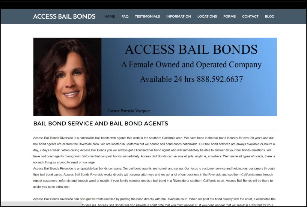 Access Bail Bonds Riverside website